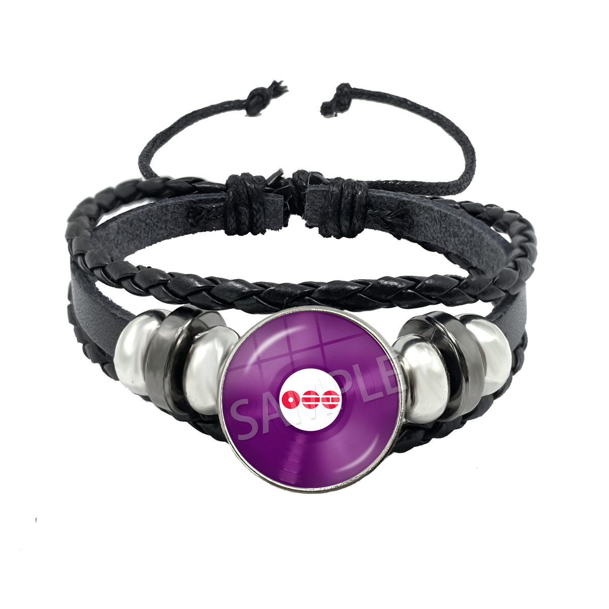 BTS Charm Bracelet | Braided Leather Glass Cabochon