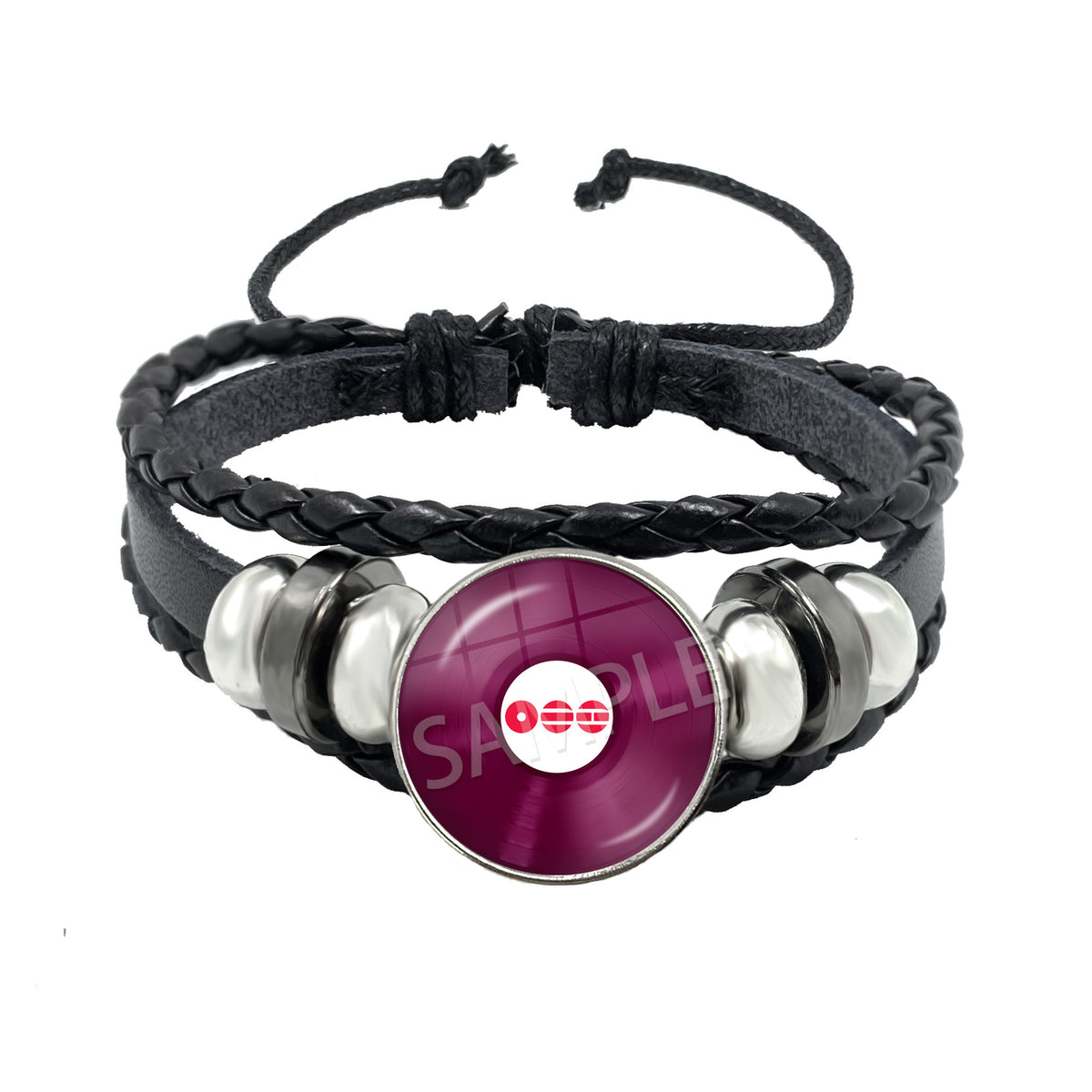 BTS Charm Bracelet | Braided Leather Glass Cabochon