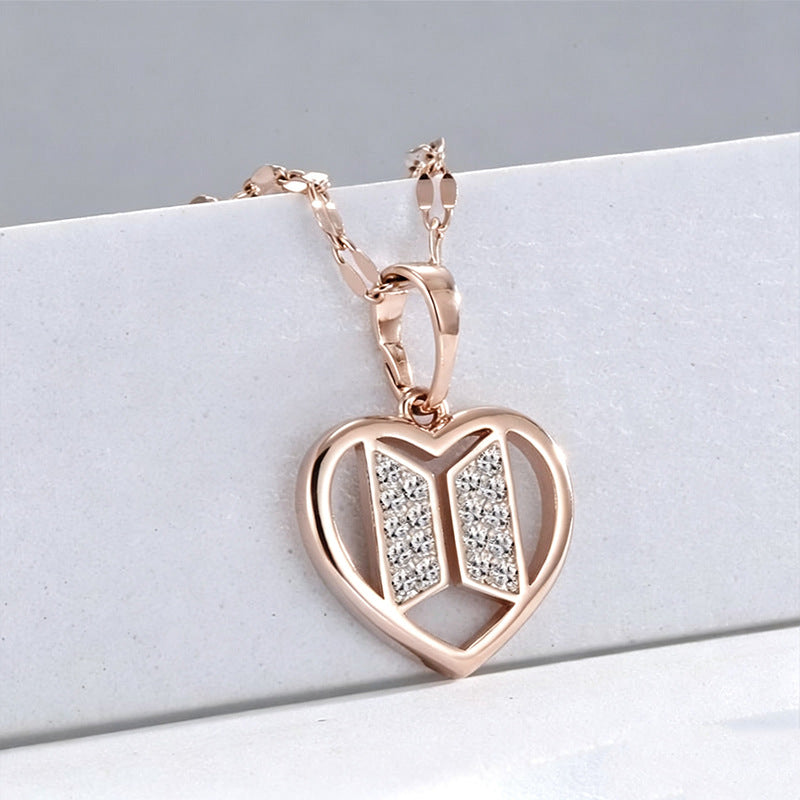 BTS Heart Shape Pendant Necklace