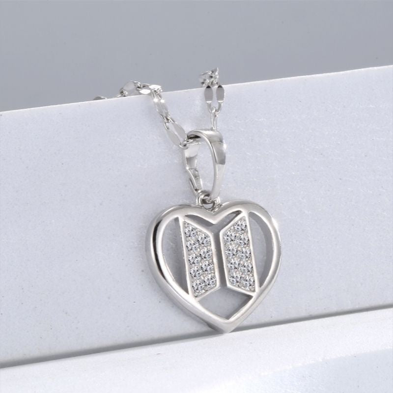 BTS Heart Shape Pendant Necklace