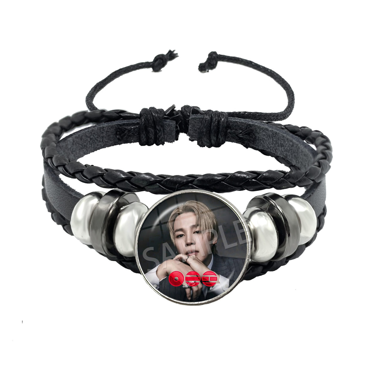 BTS Charm Bracelet | Braided Leather Glass Cabochon