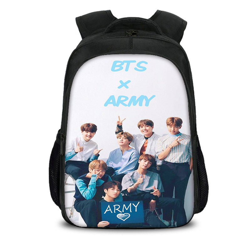 BTS Member Photo & Graphic Print Student Backpack