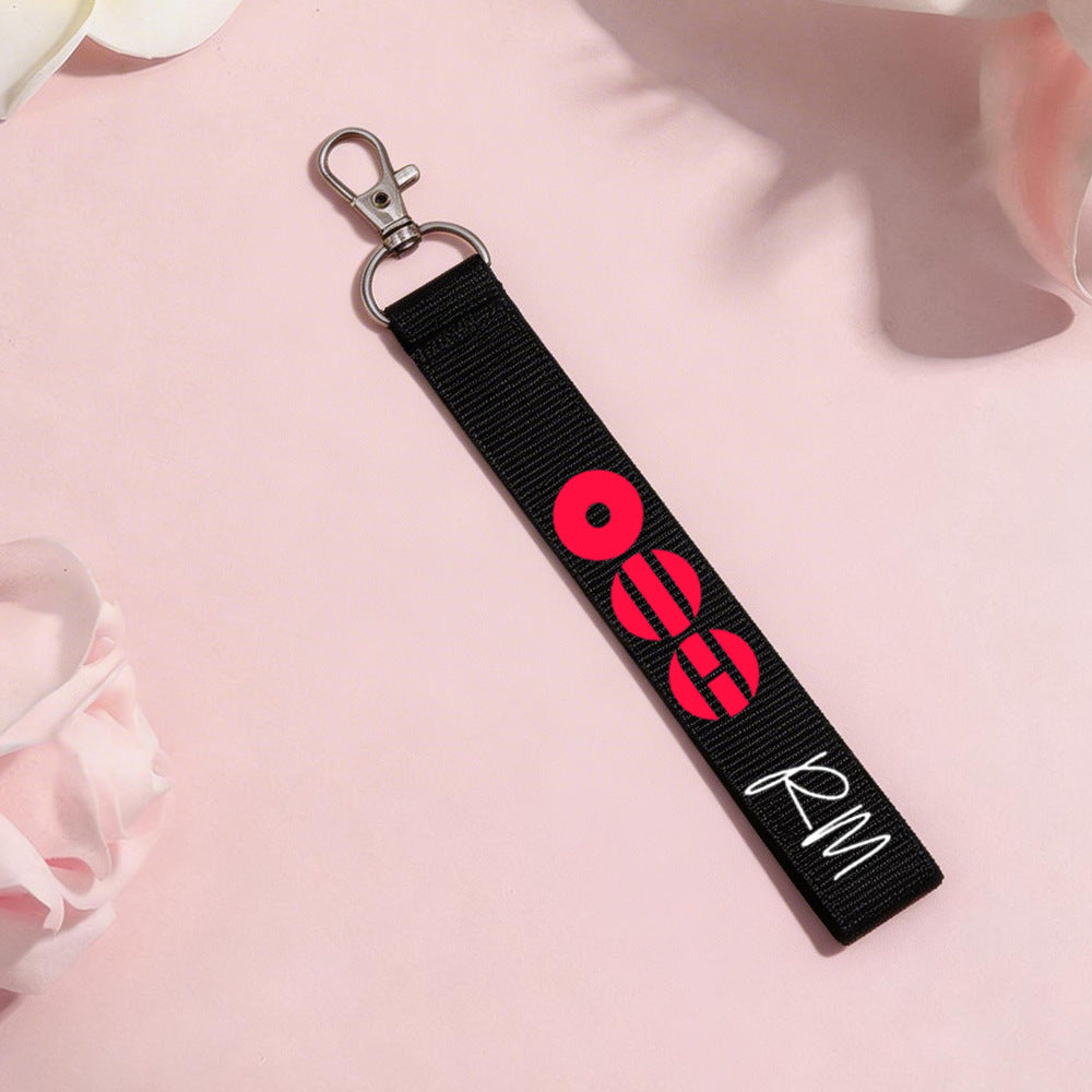 BTS Member Name Tag Fabric Keychain Strap