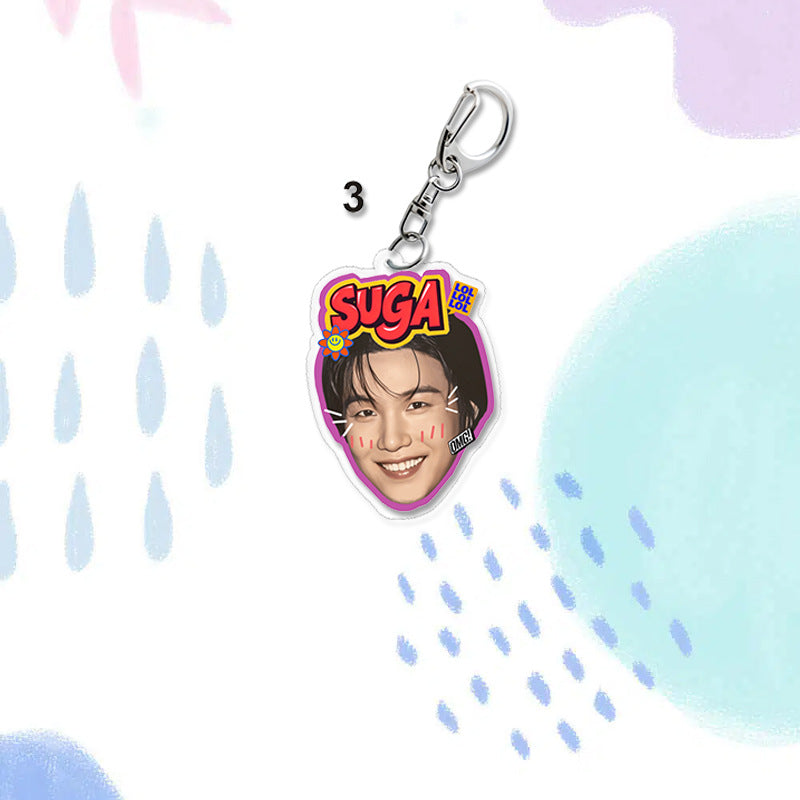Cute Member BTS Face Acrylic Keychain Pendant