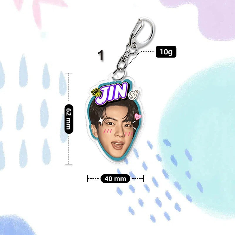 Cute Member BTS Face Acrylic Keychain Pendant