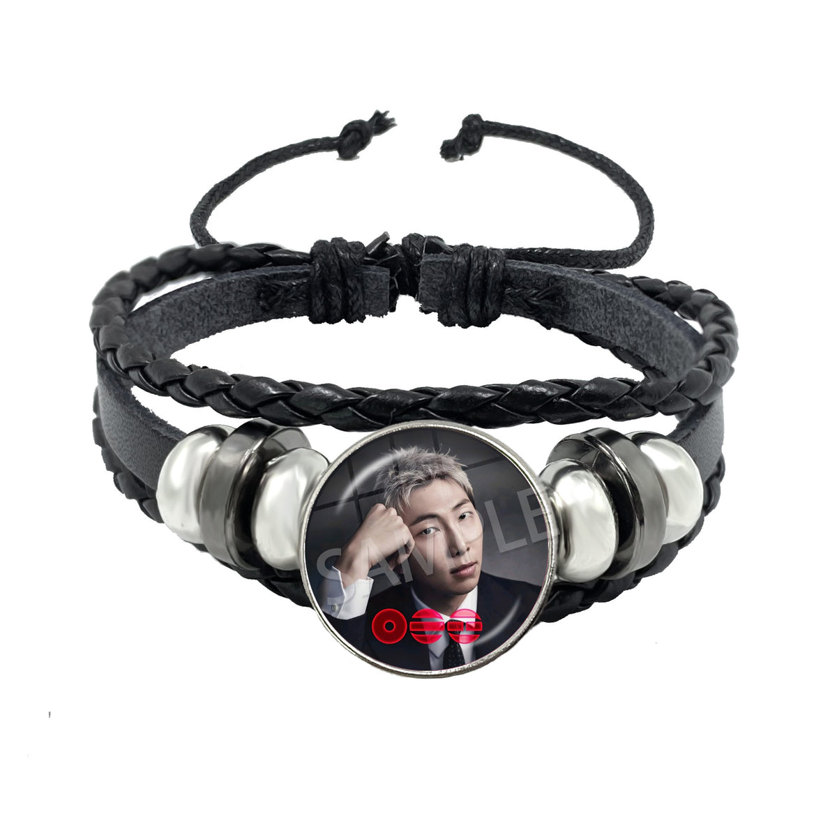 BTS Charm Bracelet | Braided Leather Glass Cabochon