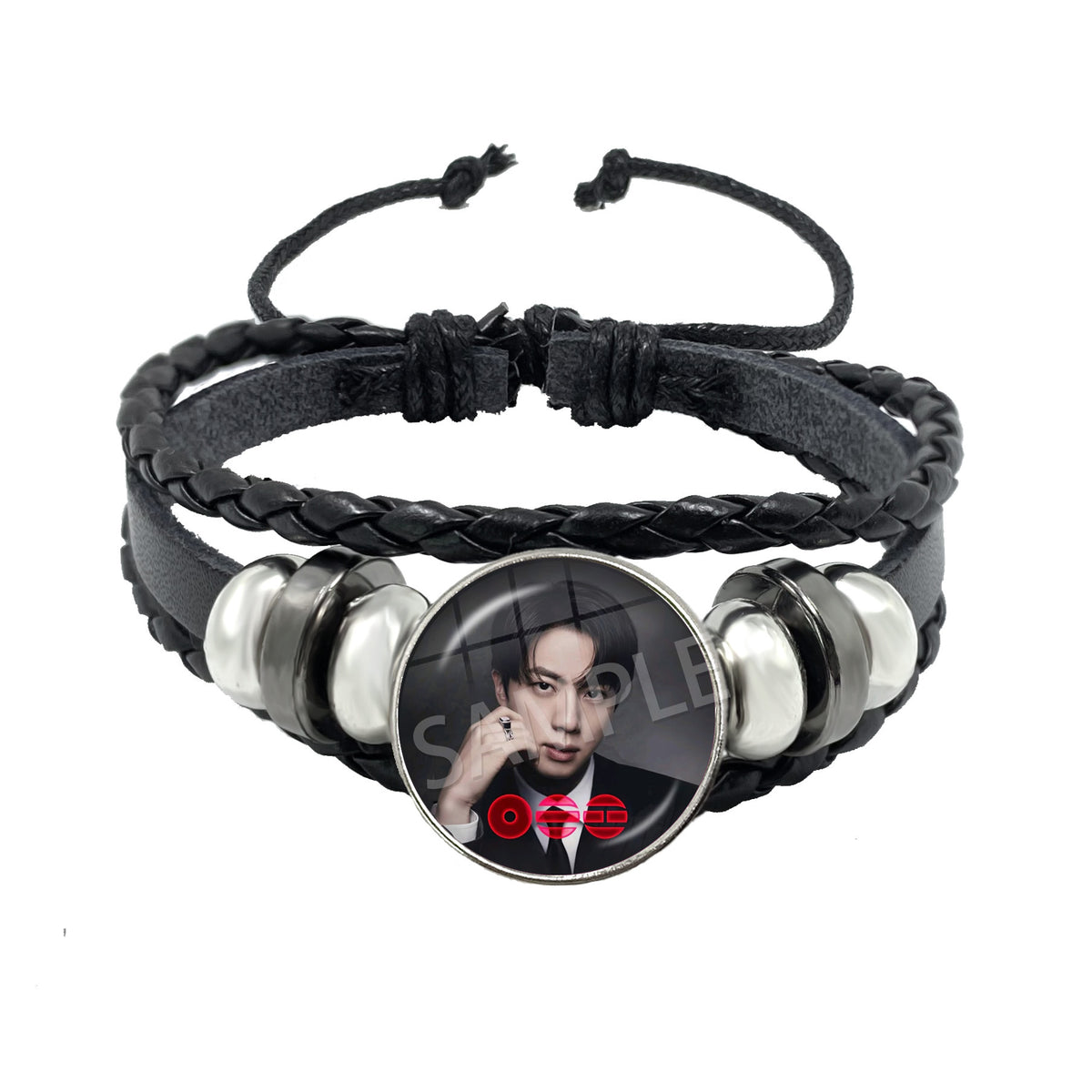 BTS Charm Bracelet | Braided Leather Glass Cabochon