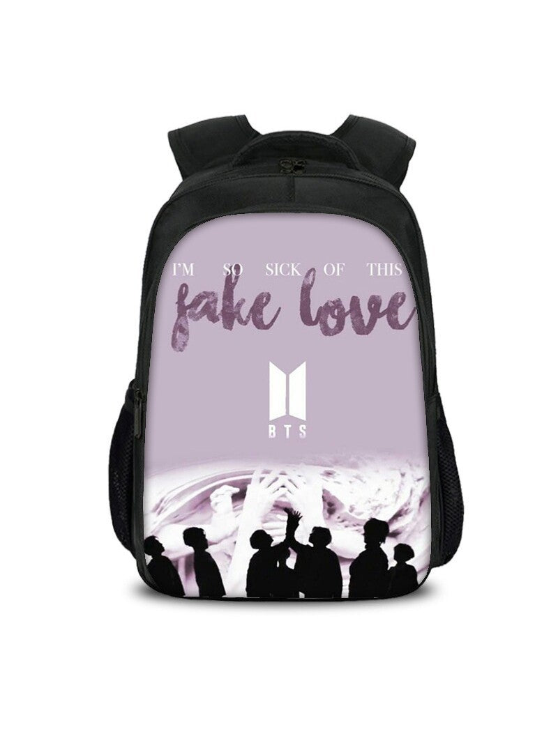 BTS Member Photo & Graphic Print Student Backpack