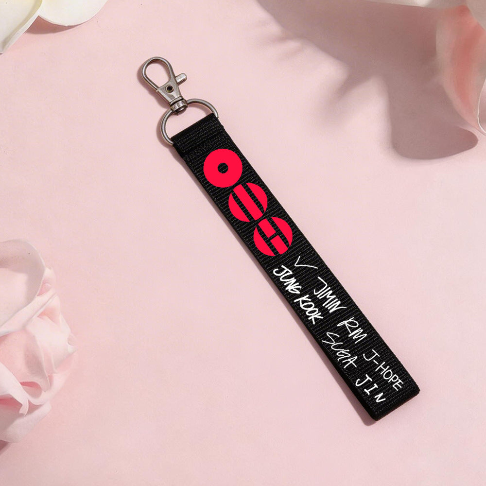 BTS Member Name Tag Fabric Keychain Strap