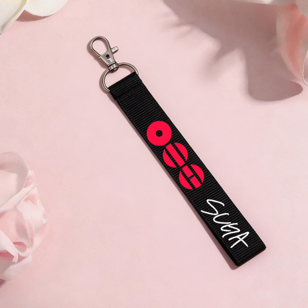 BTS Member Name Tag Fabric Keychain Strap