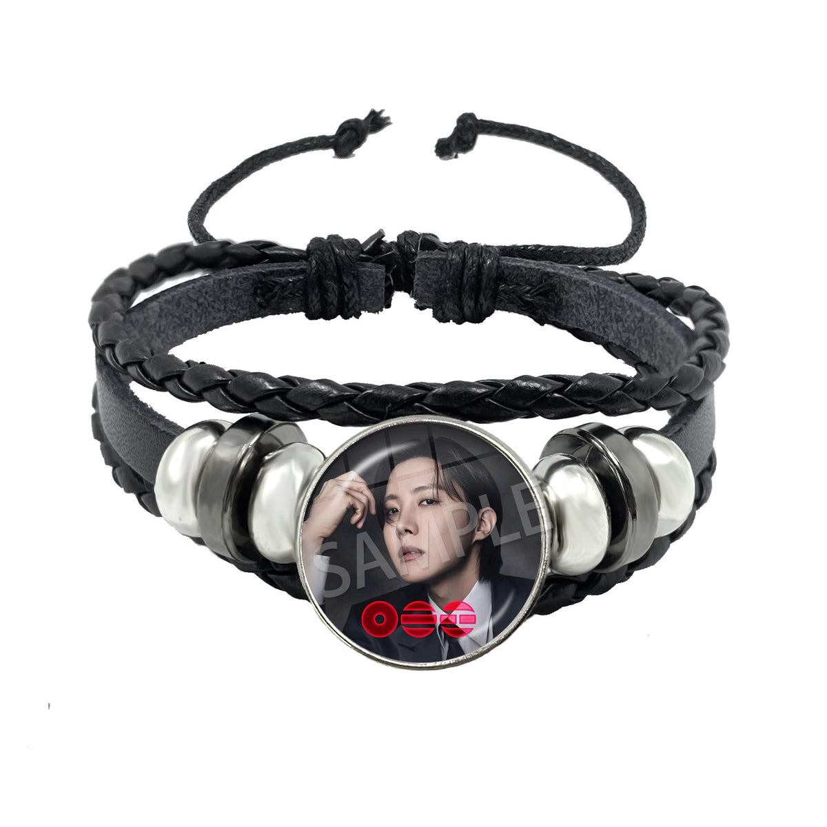 BTS Charm Bracelet | Braided Leather Glass Cabochon