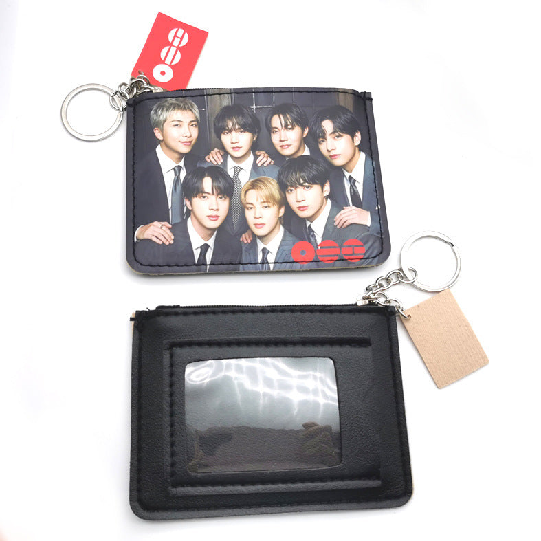 BTS Group Photo Printed Card Holder Keychain Pouch
