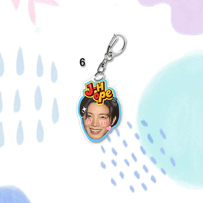 Cute Member BTS Face Acrylic Keychain Pendant