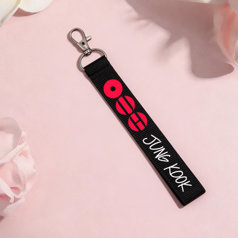 BTS Member Name Tag Fabric Keychain Strap