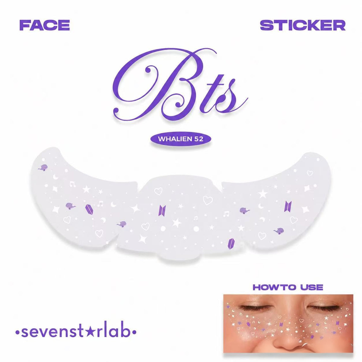 BTS Themed Face Rhinestone and Sticker Decal Sheet