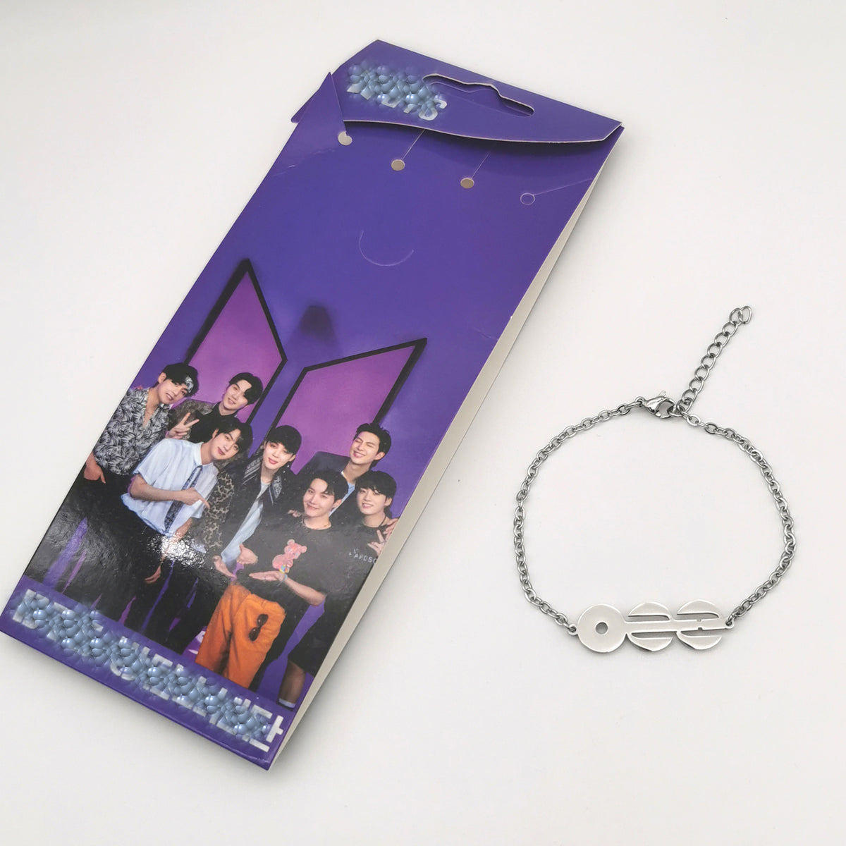 BTS Hangul Logo Silver Chain Bracelet