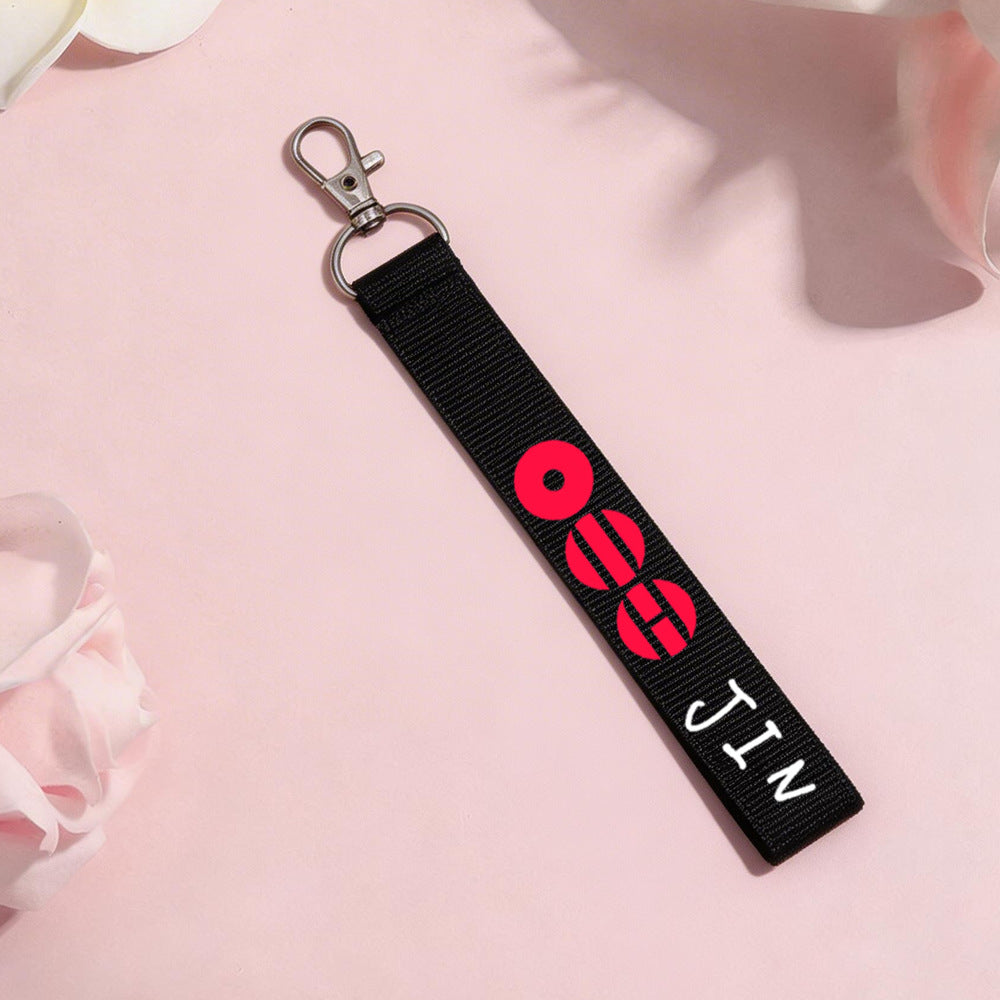 BTS Member Name Tag Fabric Keychain Strap