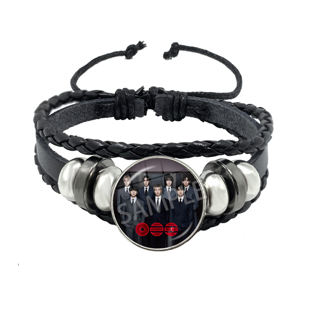 BTS Charm Bracelet | Braided Leather Glass Cabochon