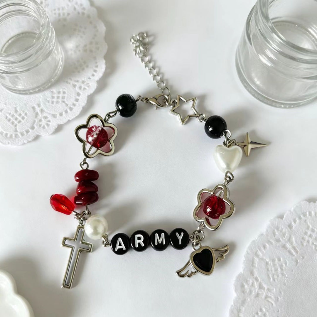 ARMY Red & Black Beaded Charm Bracelet Collection