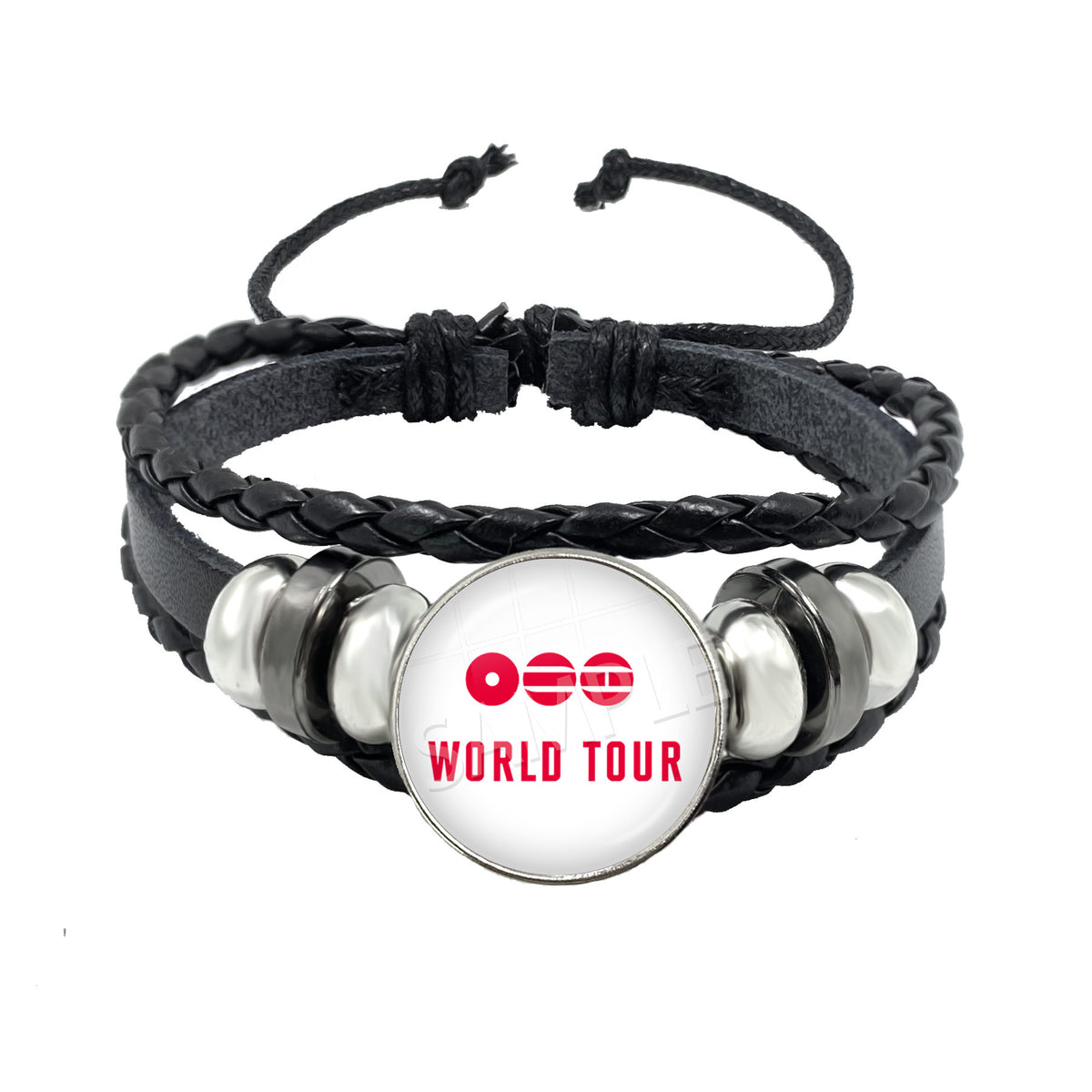 BTS Charm Bracelet | Braided Leather Glass Cabochon