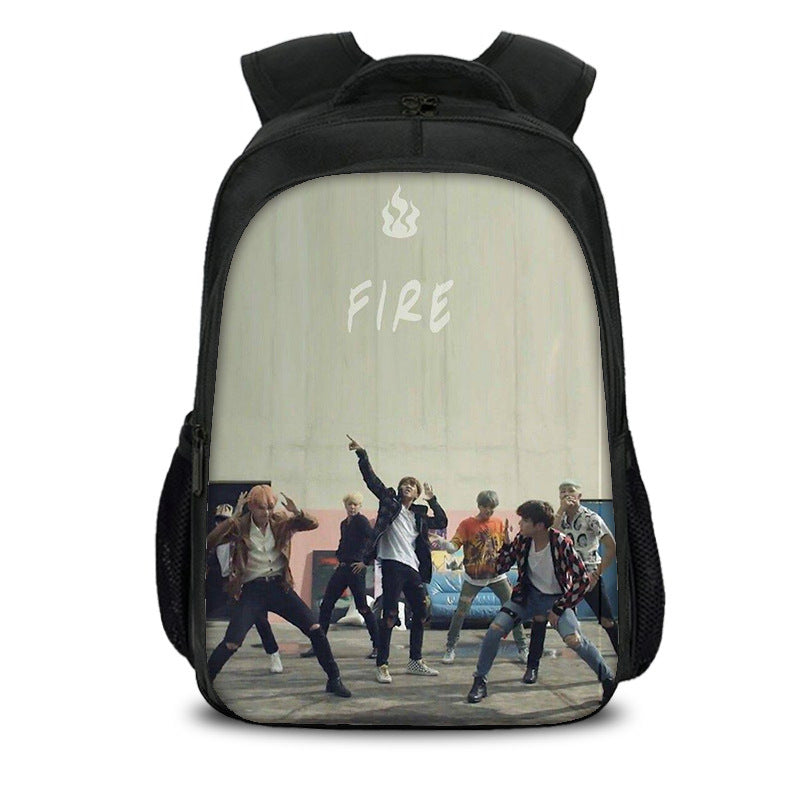 BTS Member Photo & Graphic Print Student Backpack