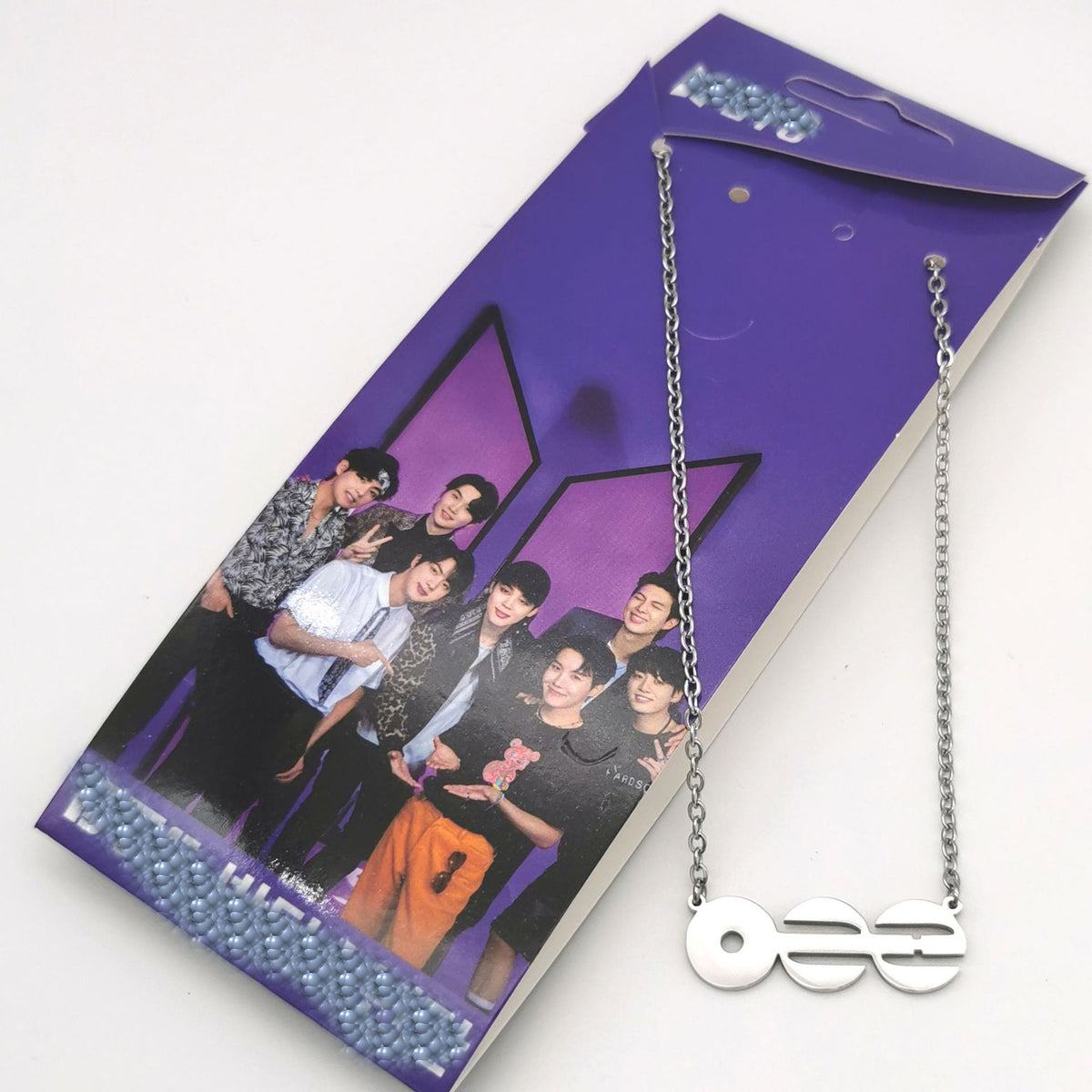 BTS Hangul Logo Silver Pendant Chain Necklace
