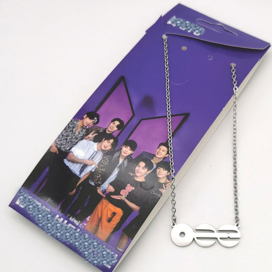 BTS Hangul Logo Silver Pendant Chain Necklace