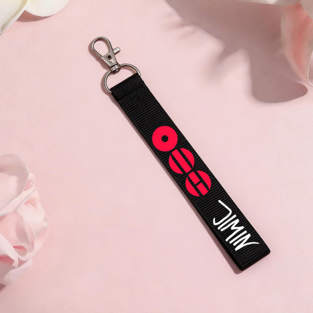 BTS Member Name Tag Fabric Keychain Strap