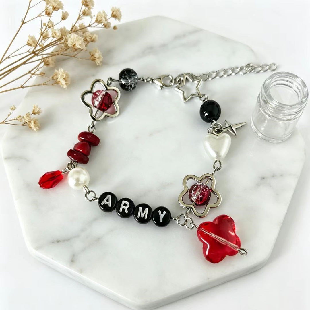 ARMY Red & Black Beaded Charm Bracelet Collection