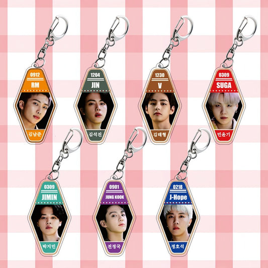BTS Diamond Hotel Tag Acrylic Keychain