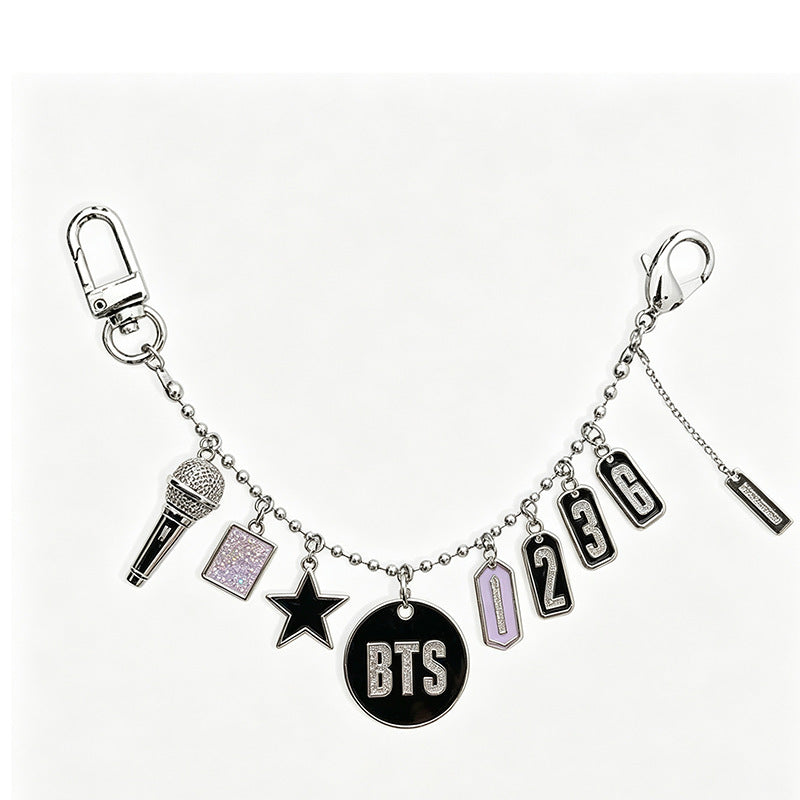 BTS Purple Crystal & Logo Multi-Charm Pants Chain Bag Accessory