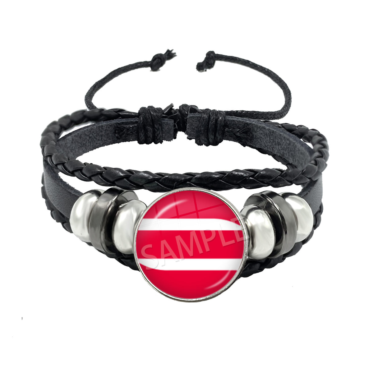 BTS Charm Bracelet | Braided Leather Glass Cabochon
