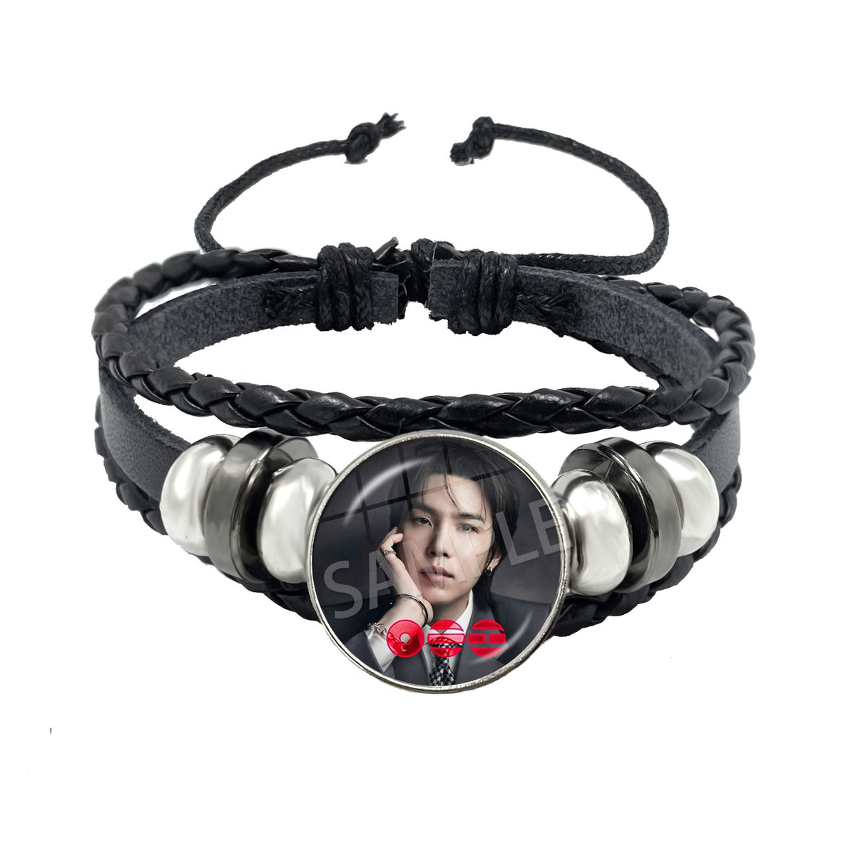 BTS Charm Bracelet | Braided Leather Glass Cabochon