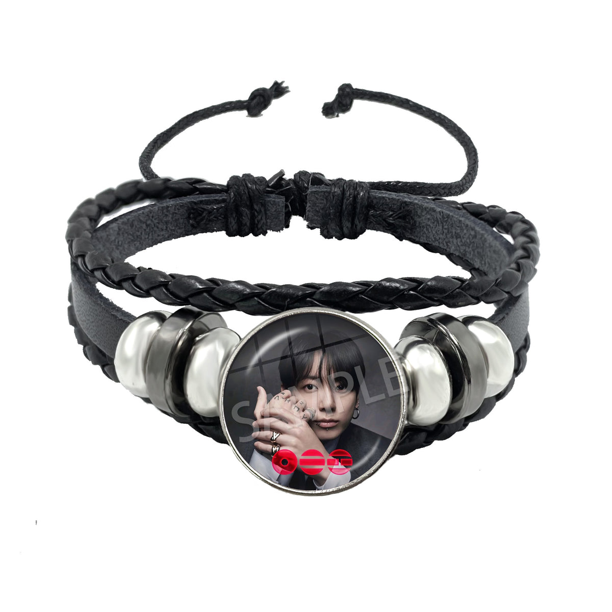 BTS Charm Bracelet | Braided Leather Glass Cabochon