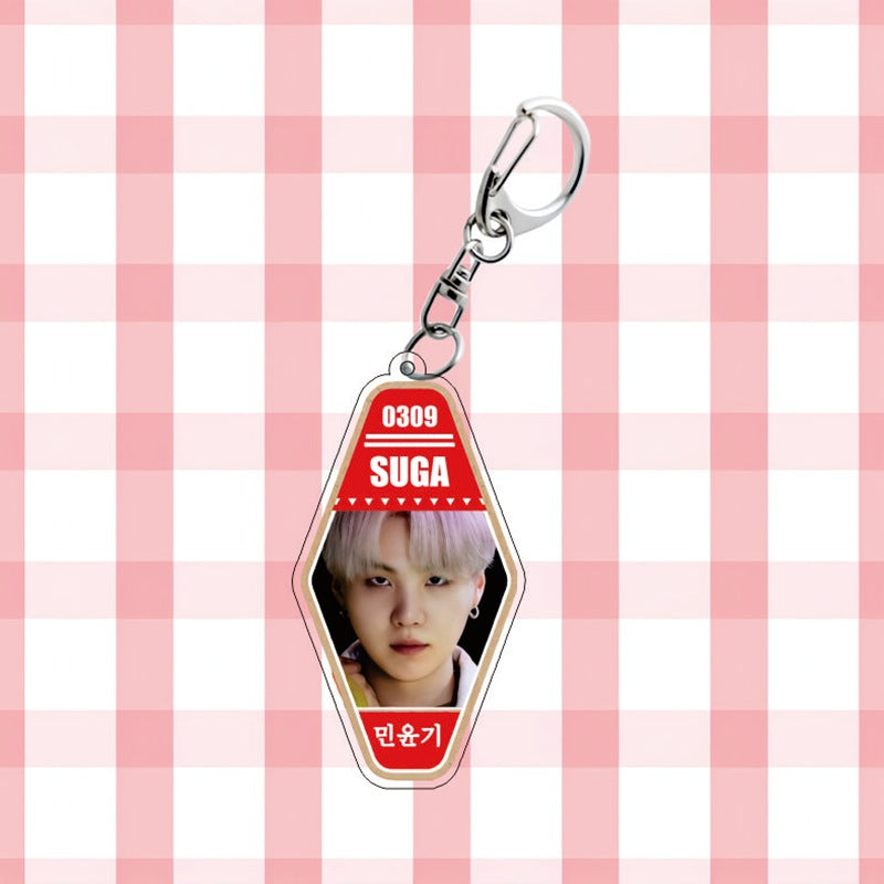 BTS Diamond Hotel Tag Acrylic Keychain