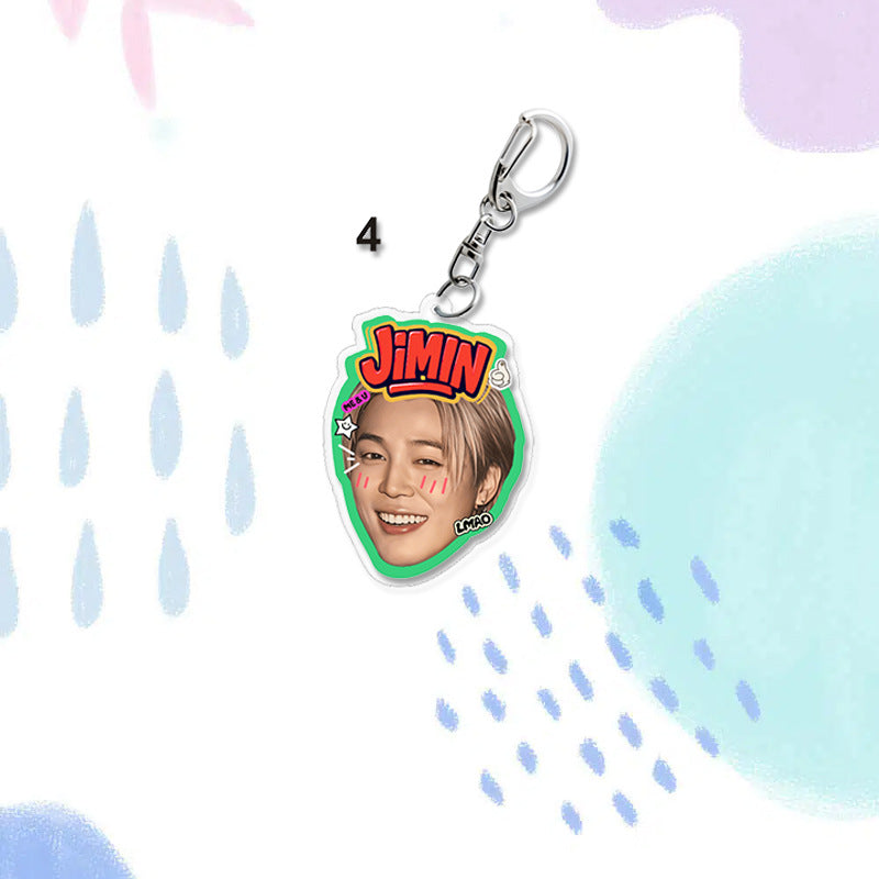 Cute Member BTS Face Acrylic Keychain Pendant