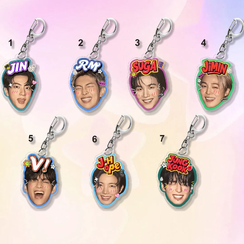 Cute Member BTS Face Acrylic Keychain Pendant