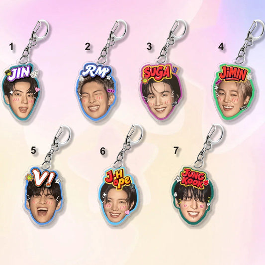 Cute Member BTS Face Acrylic Keychain Pendant