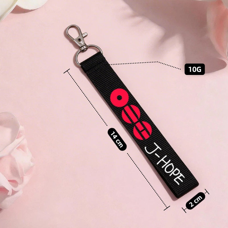 BTS Member Name Tag Fabric Keychain Strap