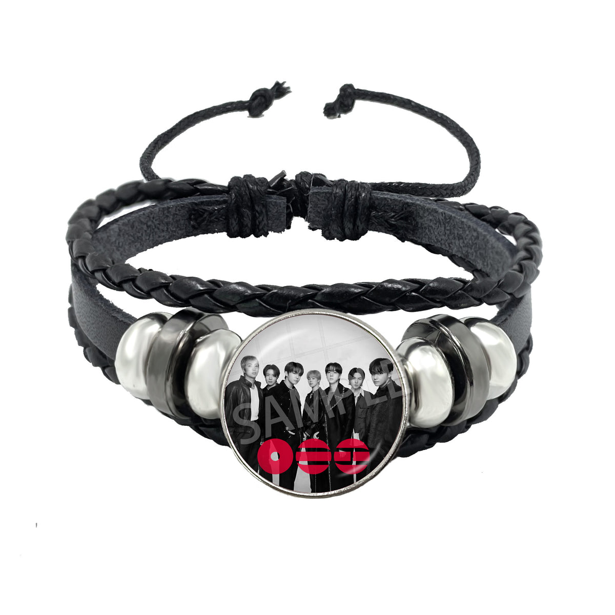 BTS Charm Bracelet | Braided Leather Glass Cabochon