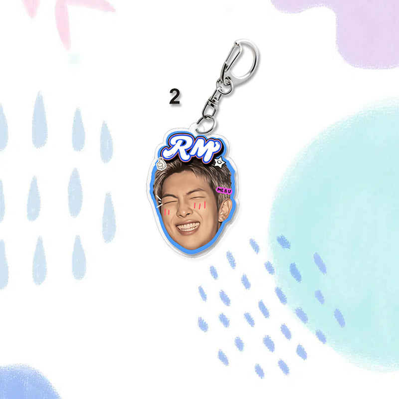 Cute Member BTS Face Acrylic Keychain Pendant