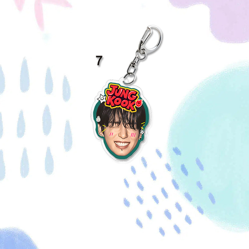 Cute Member BTS Face Acrylic Keychain Pendant