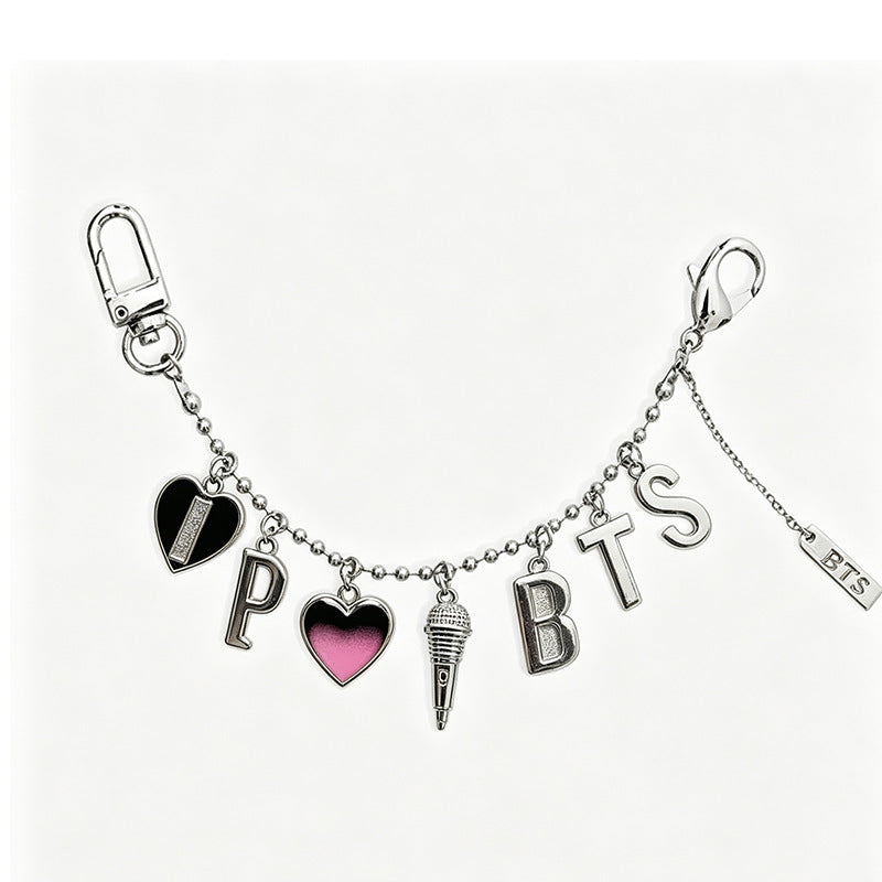 BTS Purple Crystal & Logo Multi-Charm Pants Chain Bag Accessory