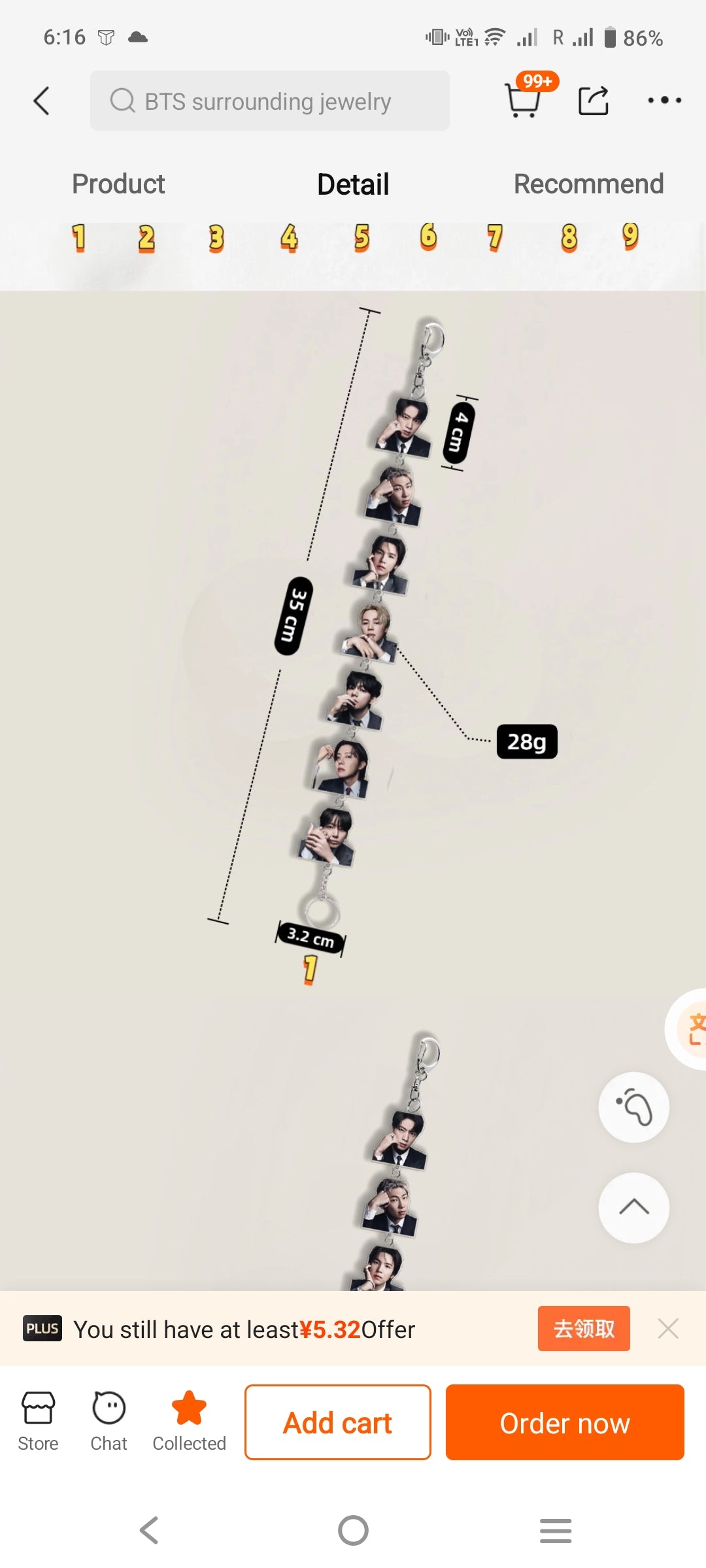 BTS Member Photo Chain Keychain Pendant