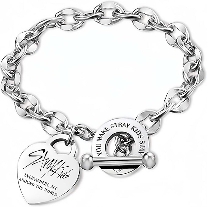 BTS Love Yourself Stainless Steel Bracelet | Heart Charm ARMY Jewelry