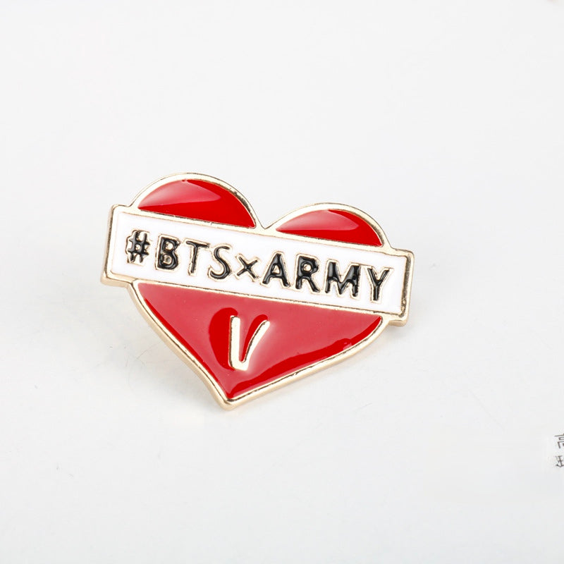 BTS x ARMY Heart Enamel Pin Badge | K-Pop Member Brooch for Bags, Jackets & Backpacks | BTS Pin Badge