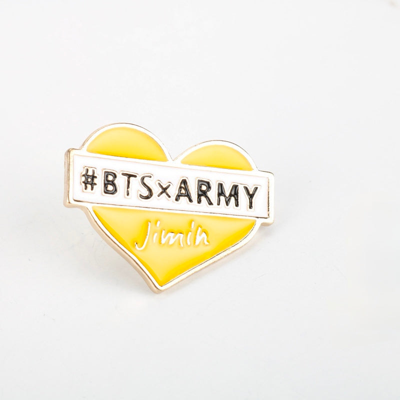 BTS x ARMY Heart Enamel Pin Badge | K-Pop Member Brooch for Bags, Jackets & Backpacks | BTS Pin Badge