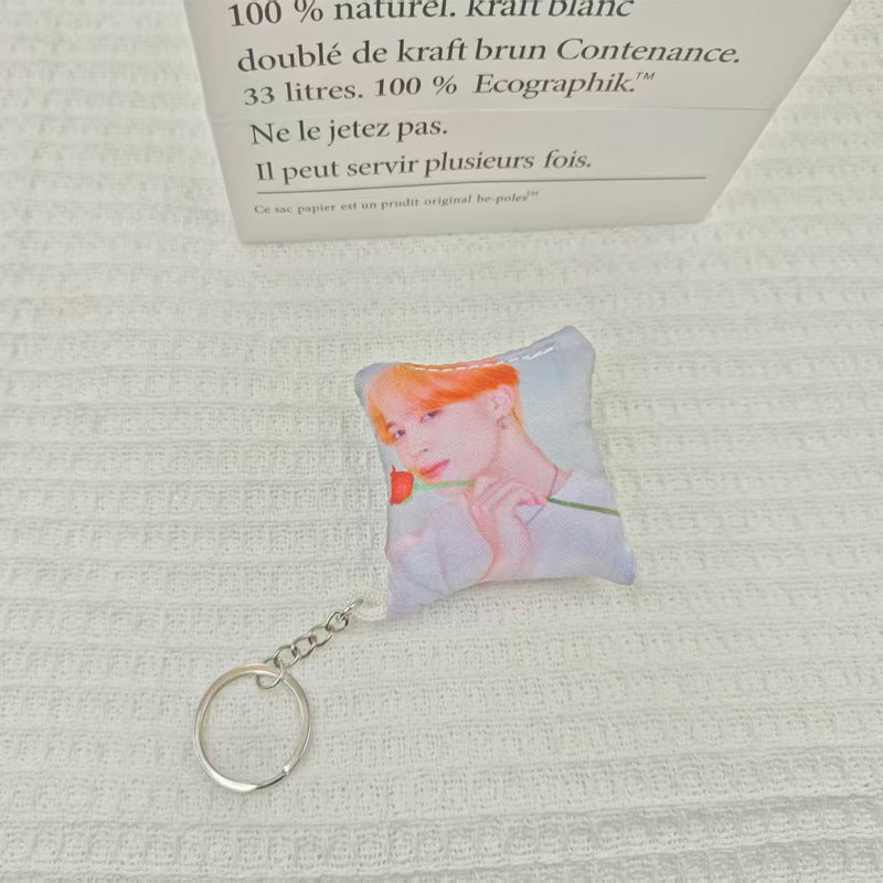 BTS Mini Pillow Keychain | Soft K-Pop Plush Pendant for Bags, Keys & Backpacks | ARMY Gift