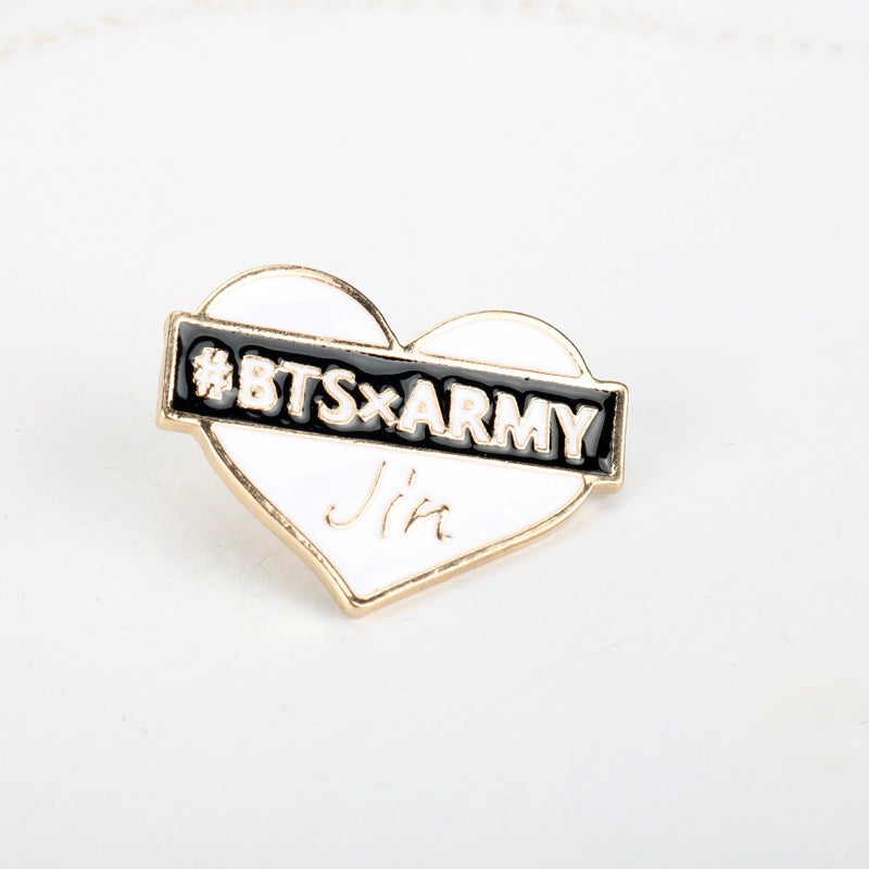 BTS x ARMY Heart Enamel Pin Badge | K-Pop Member Brooch for Bags, Jackets & Backpacks | BTS Pin Badge