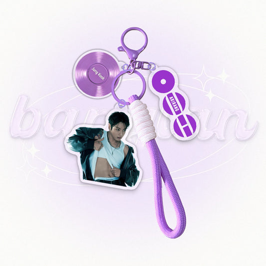 BTS Acrylic Keychain with Vinyl Record Charm | K-Pop ARMY Gift